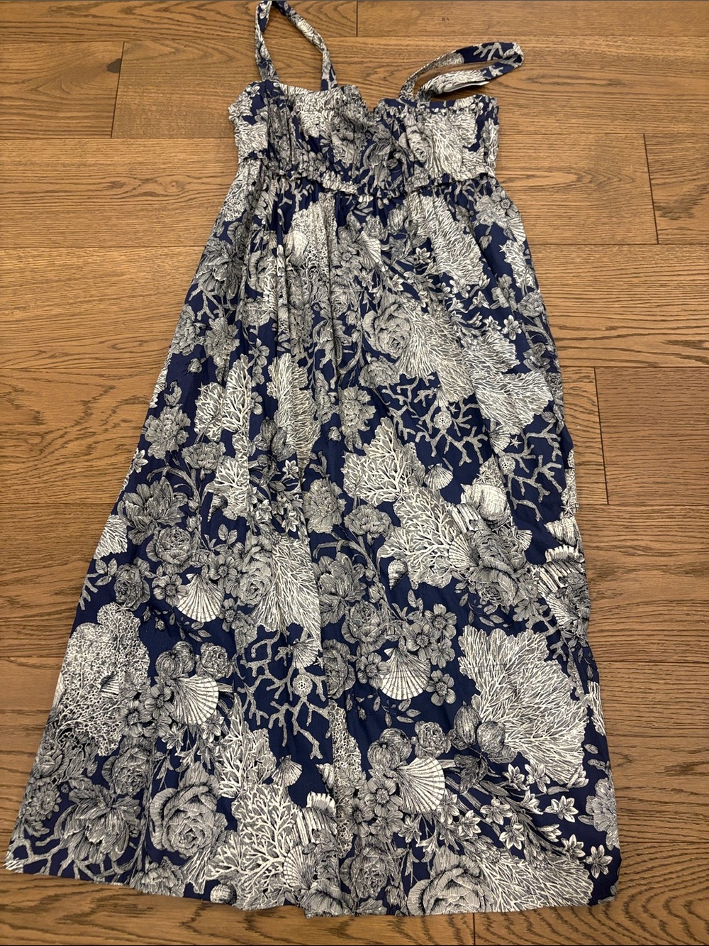 J. Crew Navy and White Floral Maxi Dress
